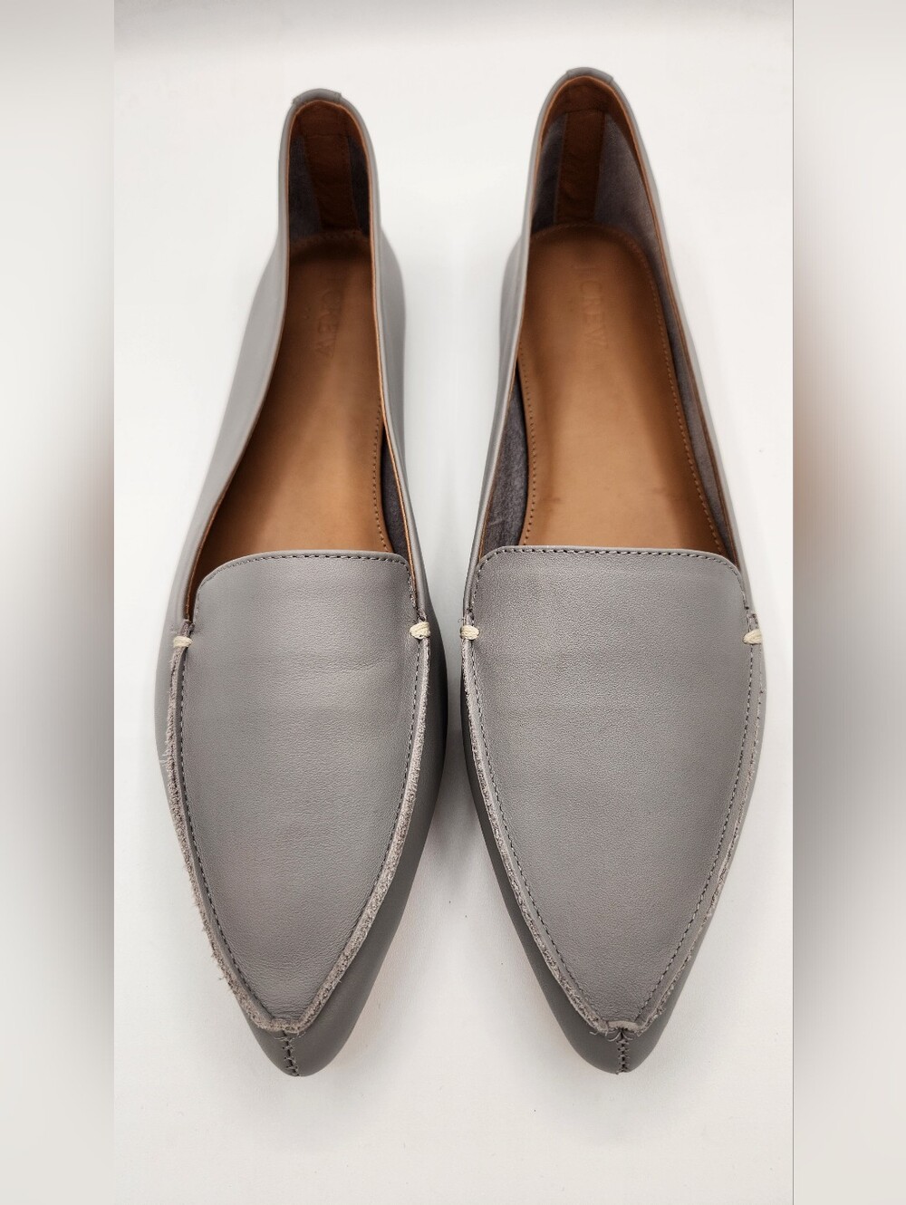 NWOT J.Crew Factory Leather Edie Loafers Pewter Gray Size 11